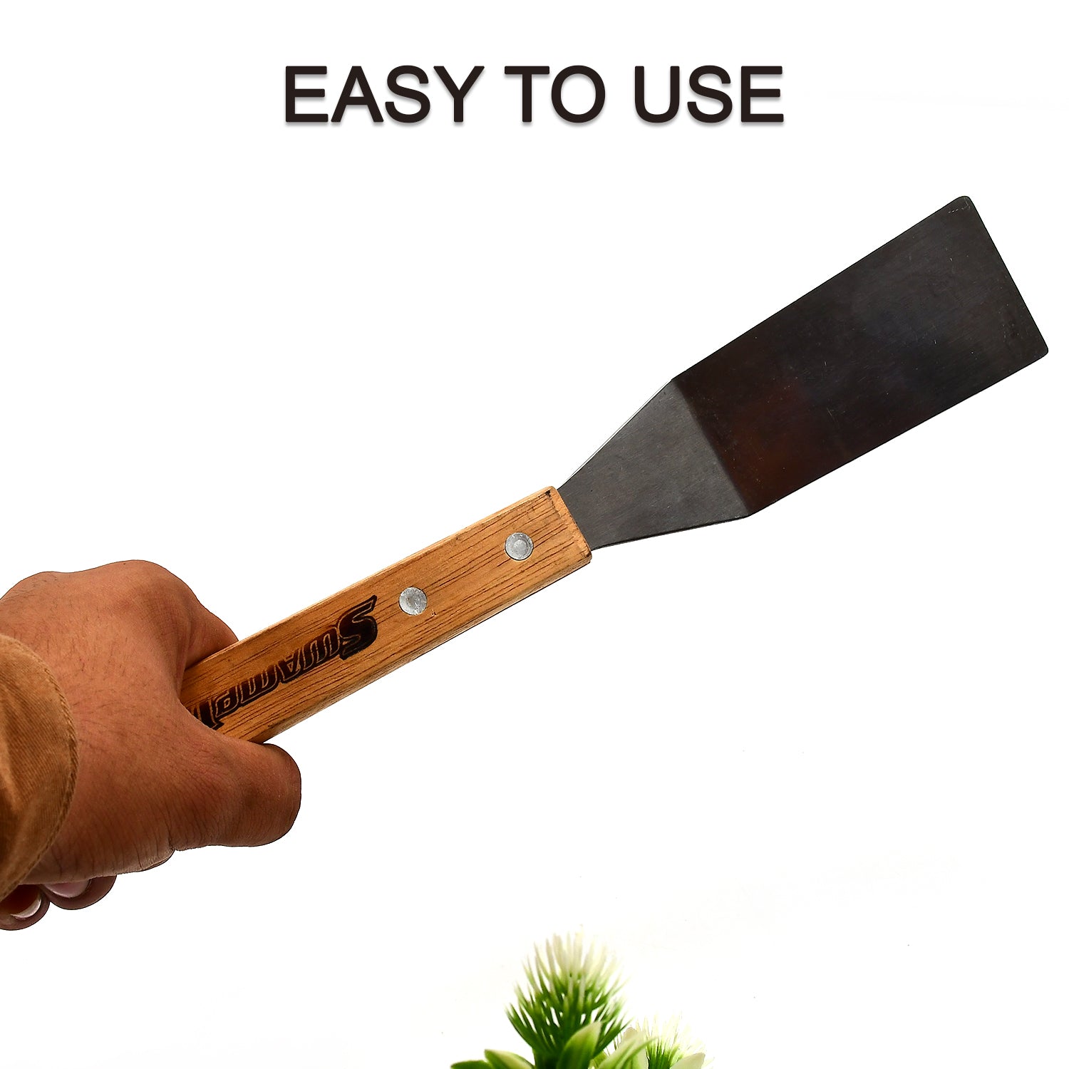 0157 Stainless Steel Barbecue Spatula BBQ Spatula BBQ Tong With Wooden Handle Lifting Spatula DeoDap 0157 Stainless Steel Barbecue Spatula BBQ Spatula BBQ Tong With Wooden Handle Lifting Spatula DeoDap
